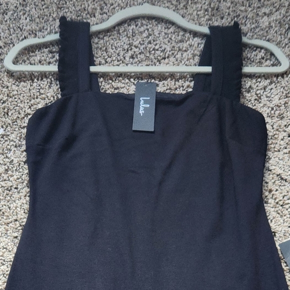 Lulu's Persuasion Black Ruffled Bodycon Midi Dress  Womens Size Small - Picture 9 of 10